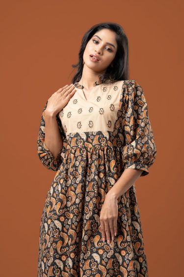 Two Tone Embroidered Maxi Dress