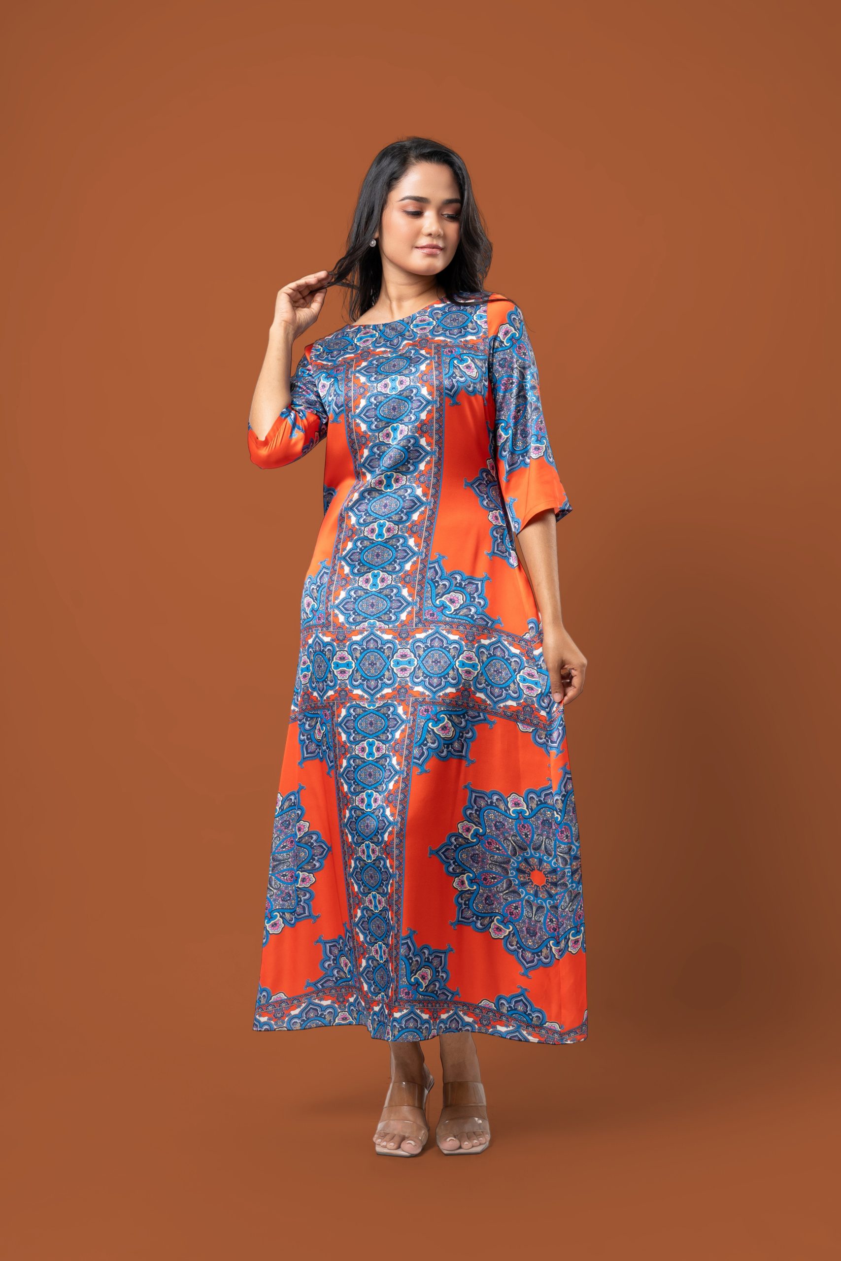 Abstract Patterned Midi Dress - Image 5