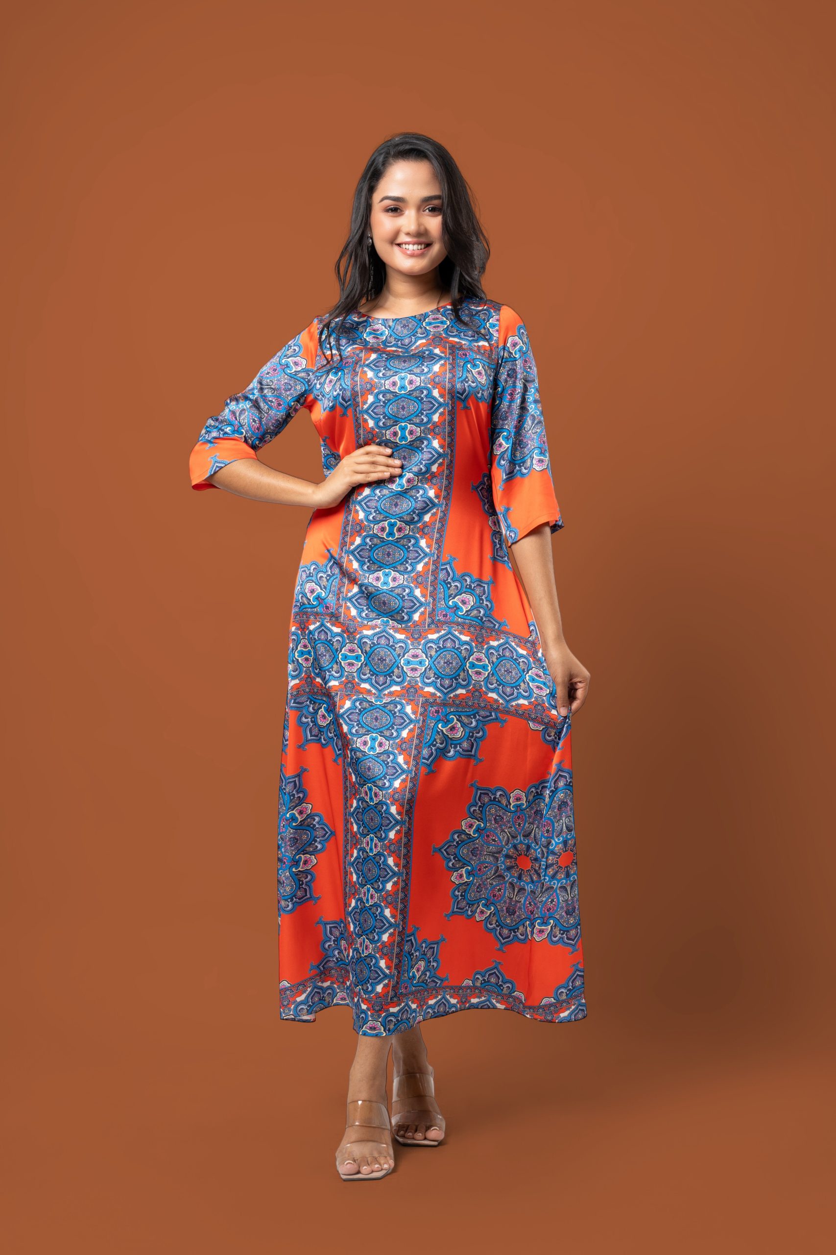 Abstract Patterned Midi Dress - Image 4