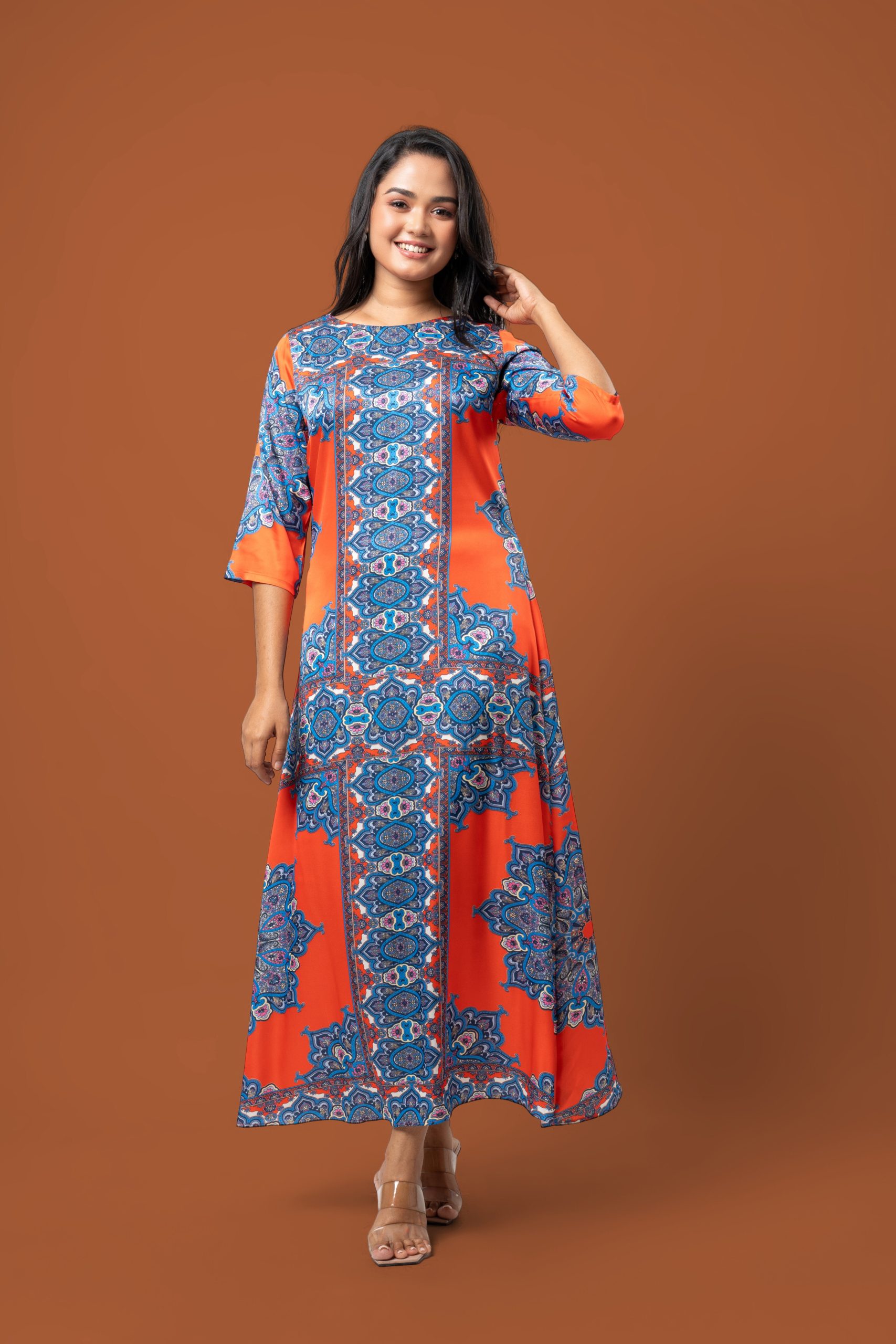 Abstract Patterned Midi Dress - Image 3