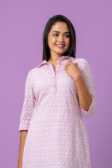 Scallop Hem Short Shirt Dress