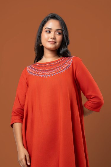 Embroidered 3D Short Tent Dress