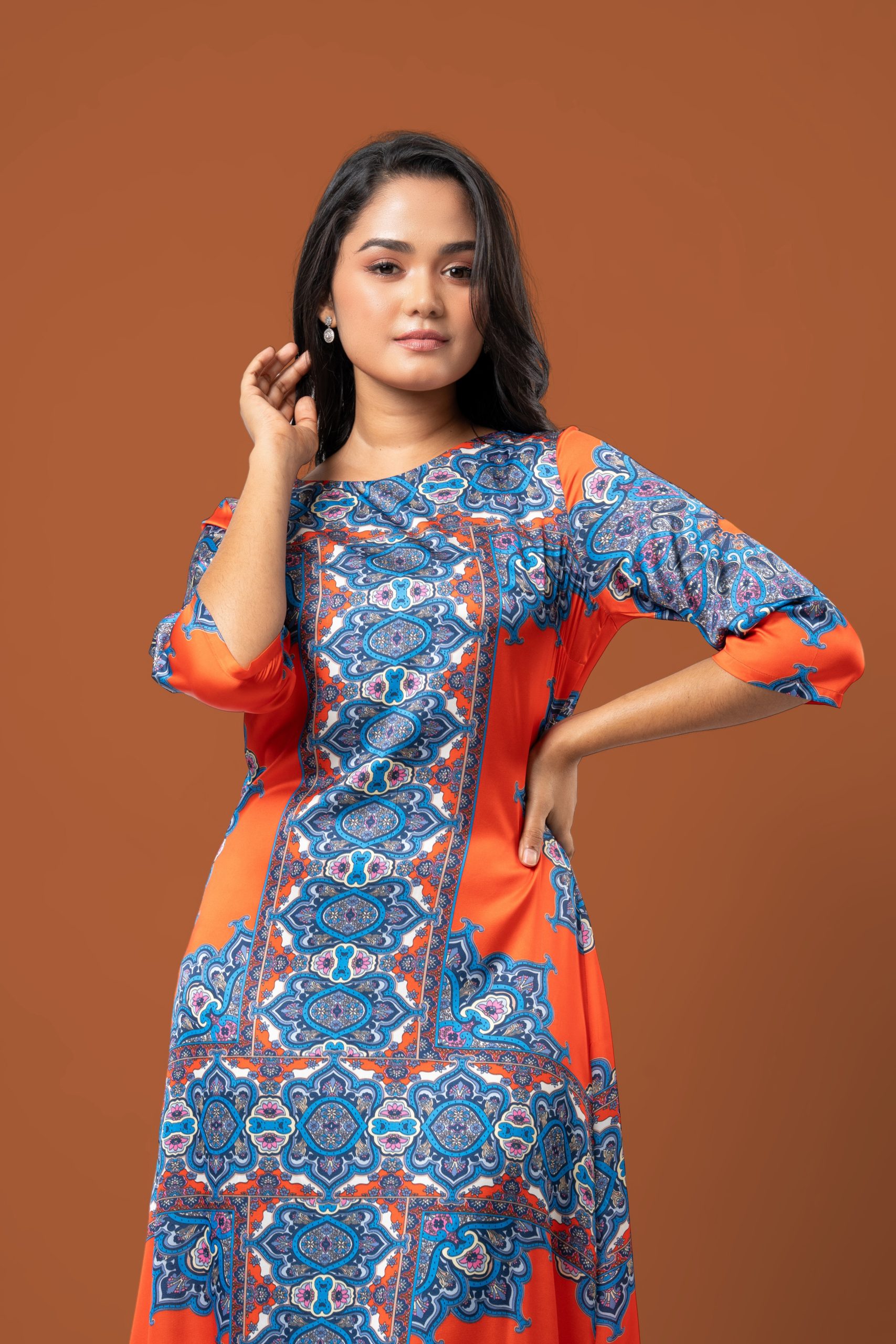 Abstract Patterned Midi Dress