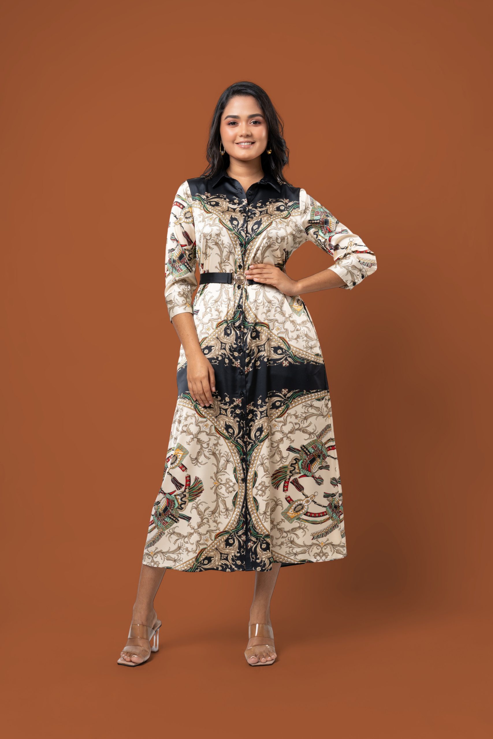 Belt Detail Maxi Shirt Dress - Image 3