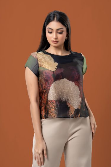 Floral Patterned Cap Sleeve Top