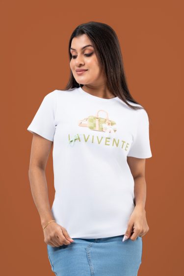 Bow Detail Graphic Printed T-Shirt