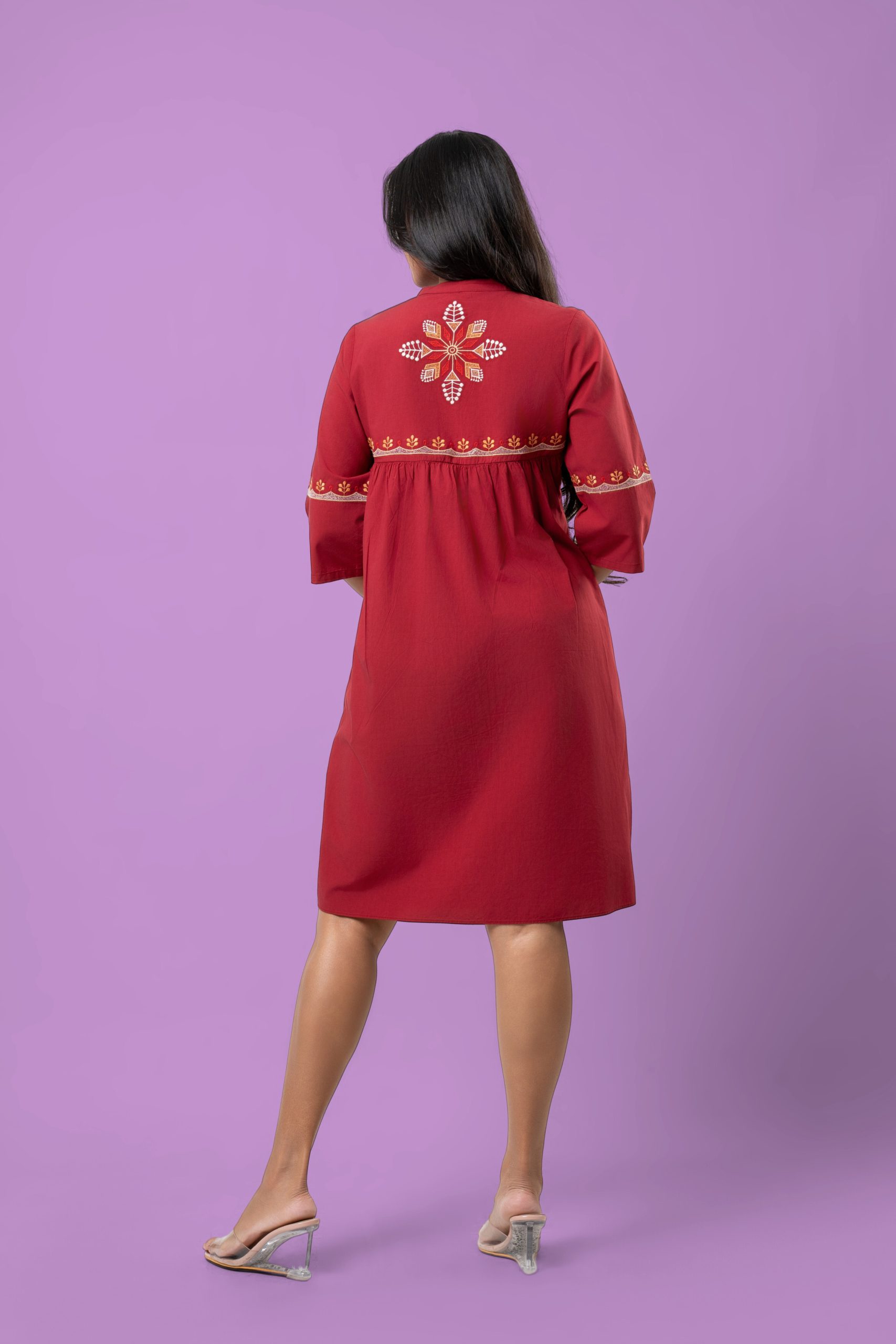 Embroidered Button-Down Short Dress - Image 4