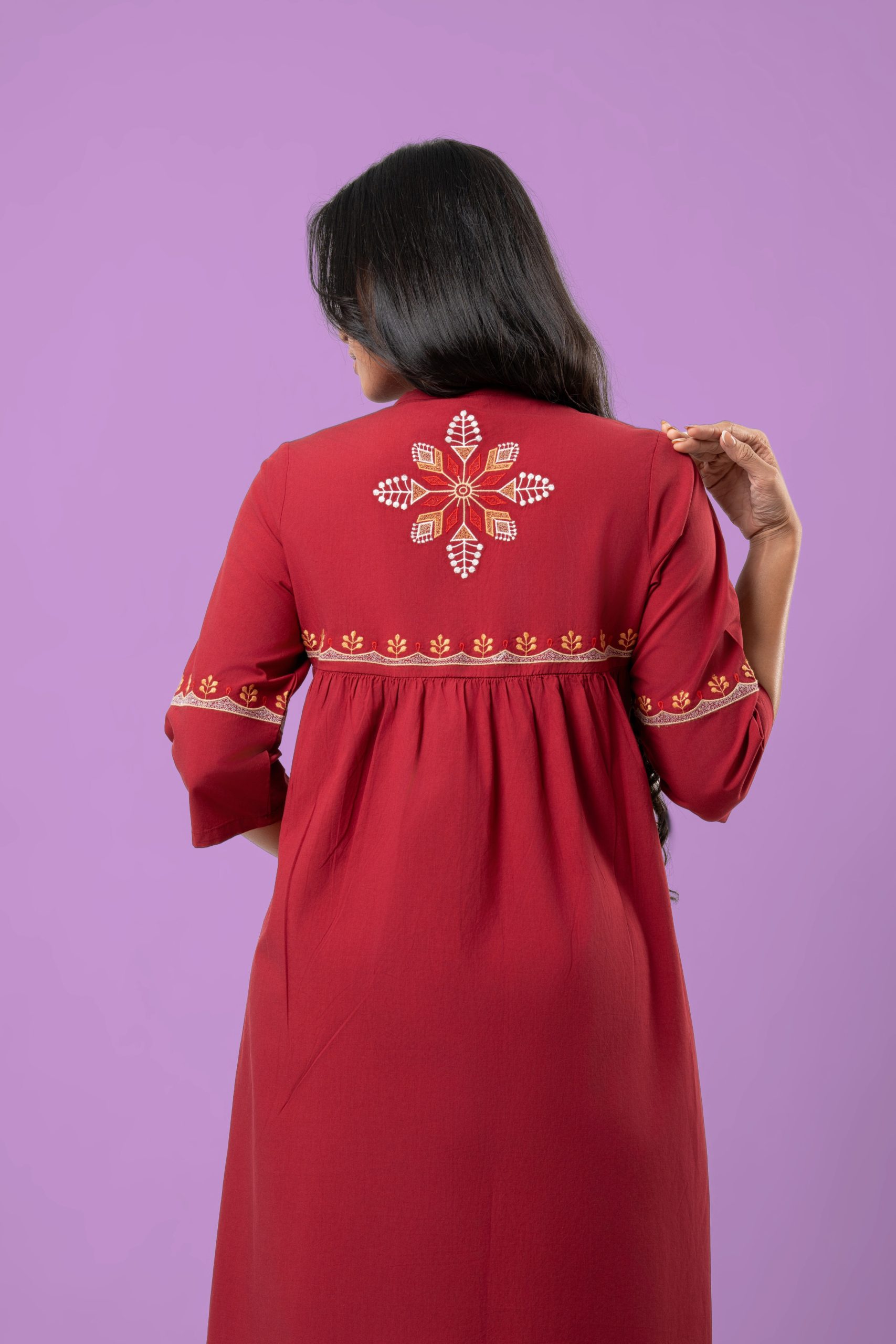 Embroidered Button-Down Short Dress - Image 5