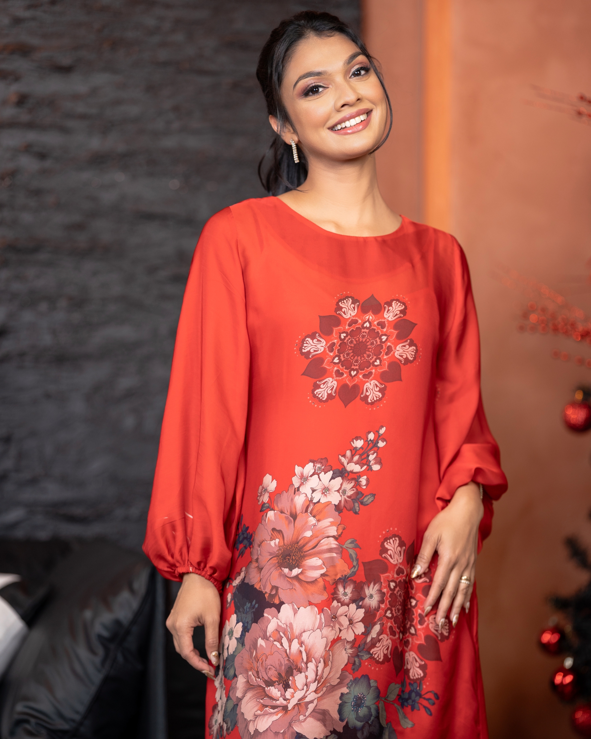 Floral Patterned Puff Sleeve Maxi Dress - Image 2