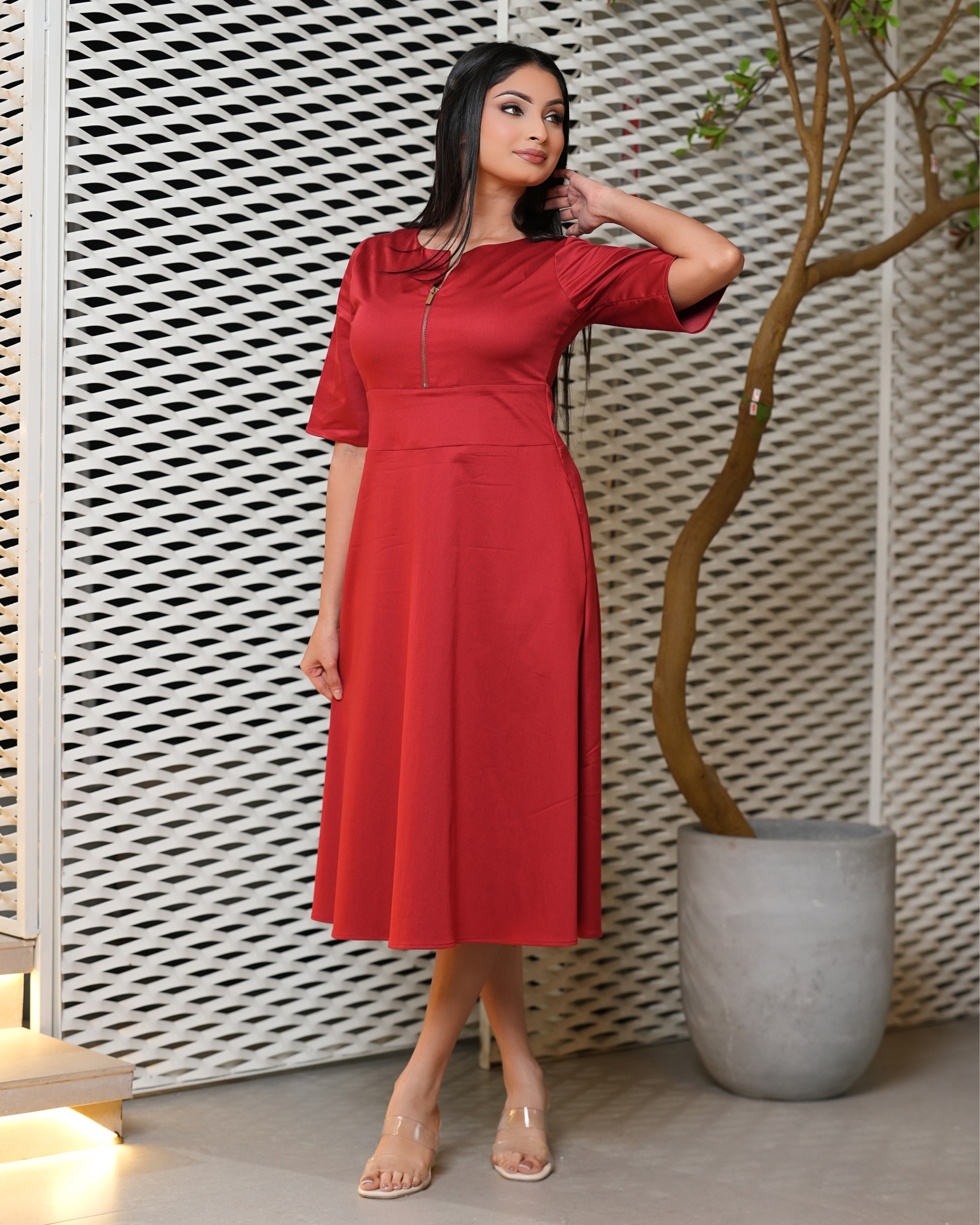 Front Zipper Detail Midi Dress - Image 4