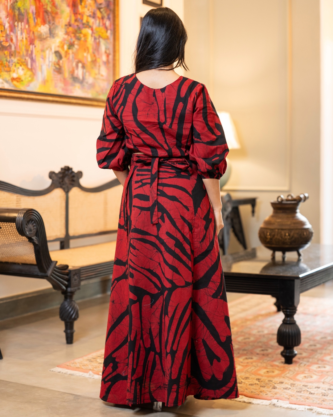 Abstract Batik Crop Top and Flare Maxi Skirt Set - Image 6