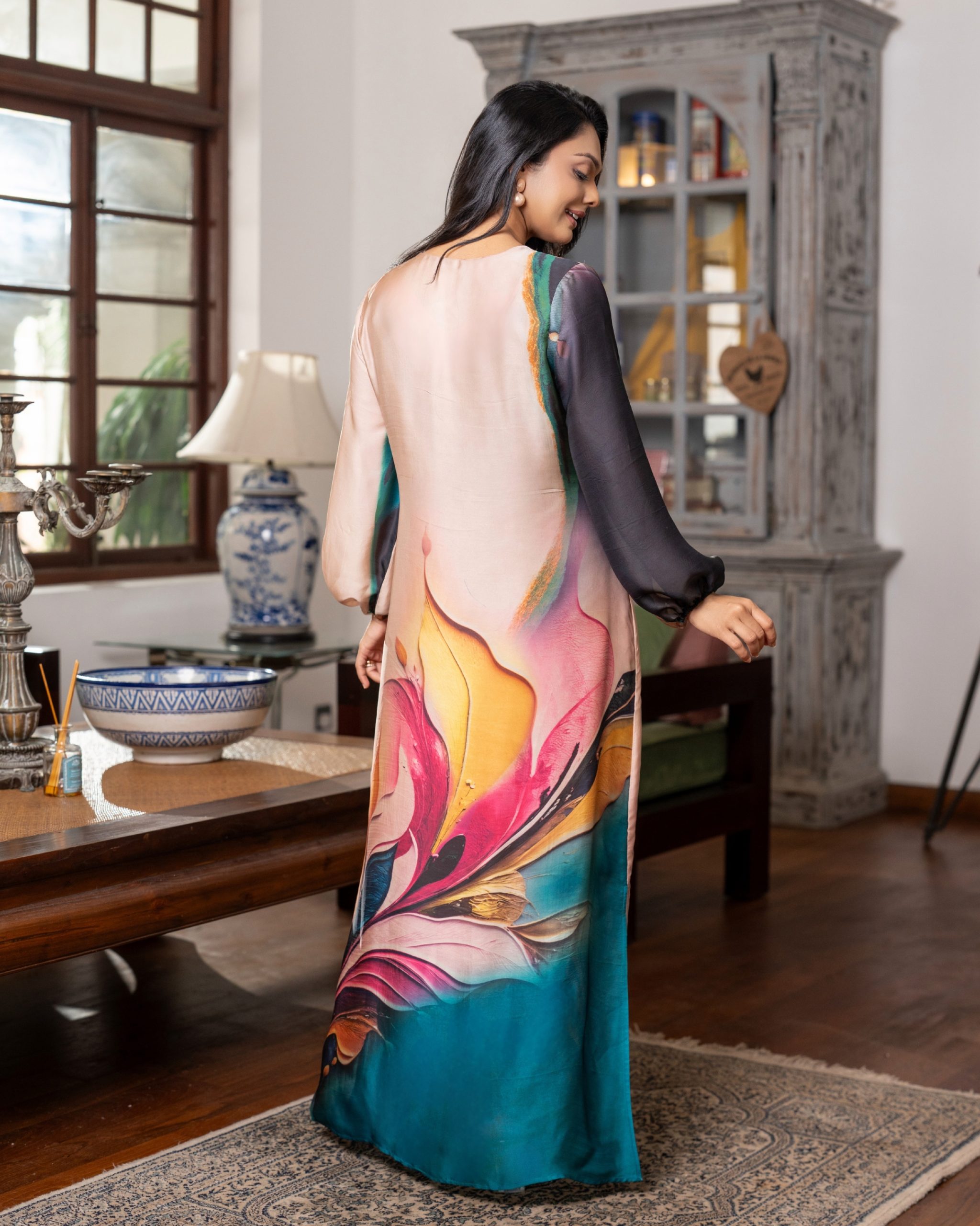 Keyhole Tie-Neck Oasis Maxi Dress - Image 5