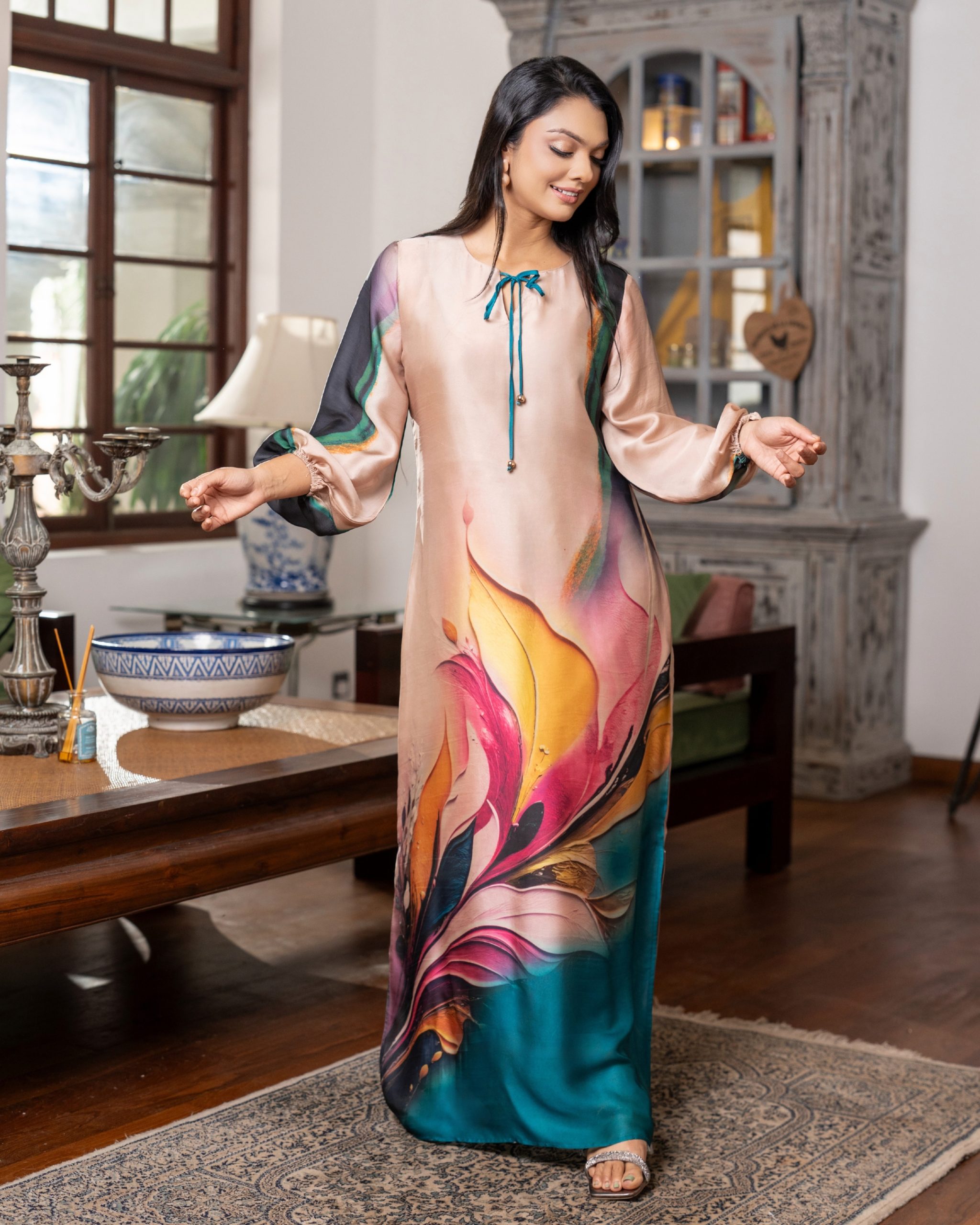 Keyhole Tie-Neck Oasis Maxi Dress - Image 4