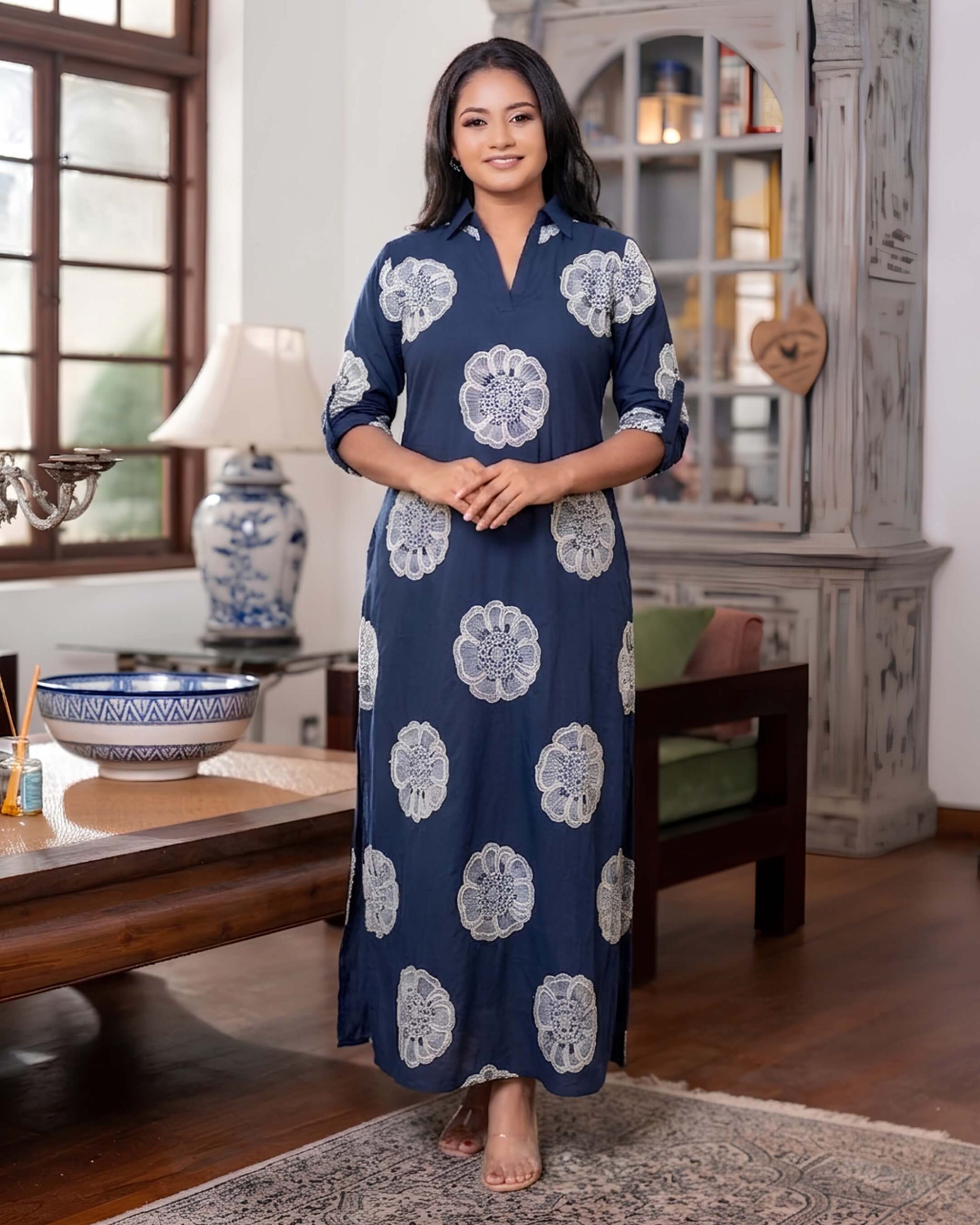 Floral Embroidered A-Line Maxi Dress - Image 3
