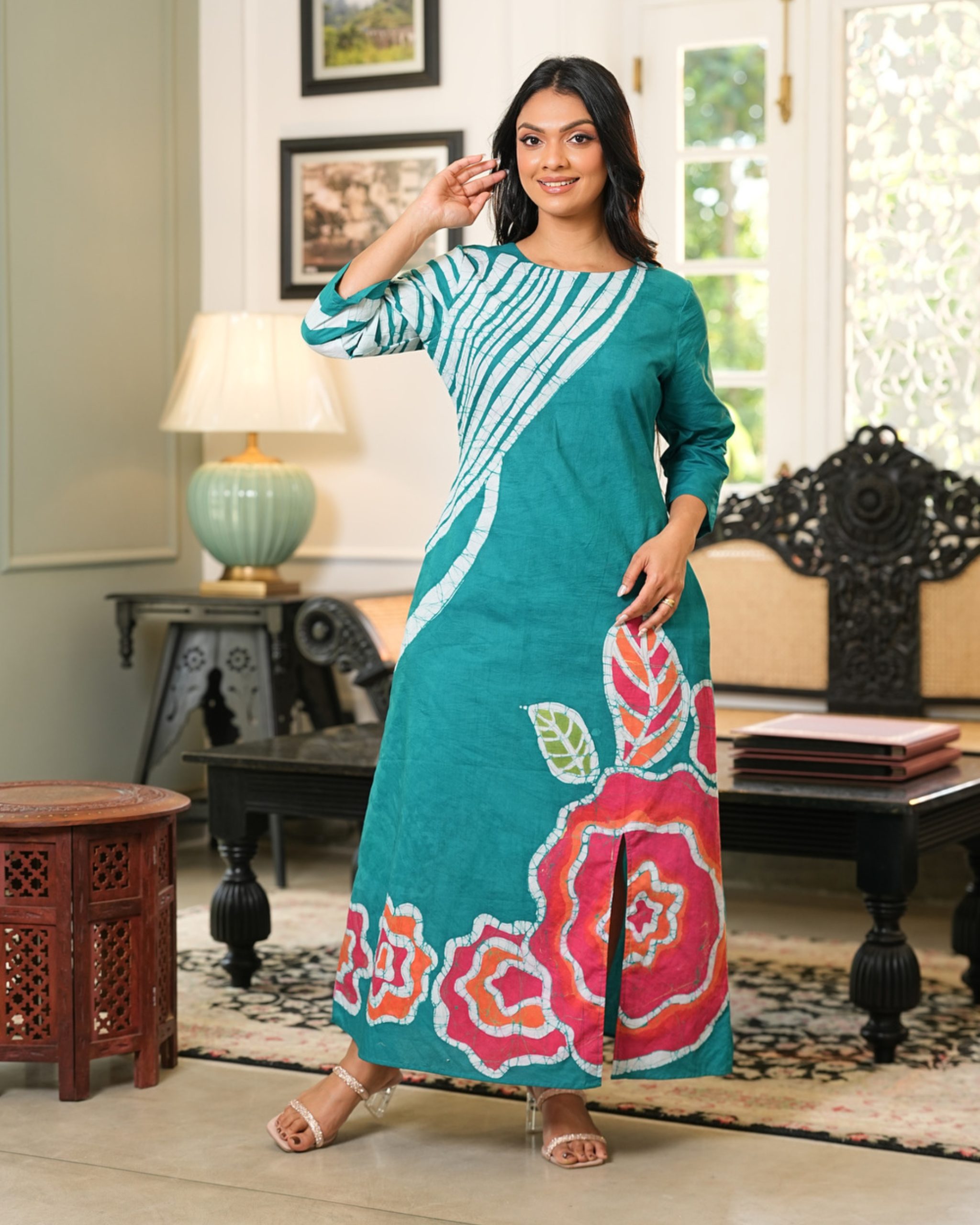 Abstract Detailed Batik Maxi Dress - Image 2