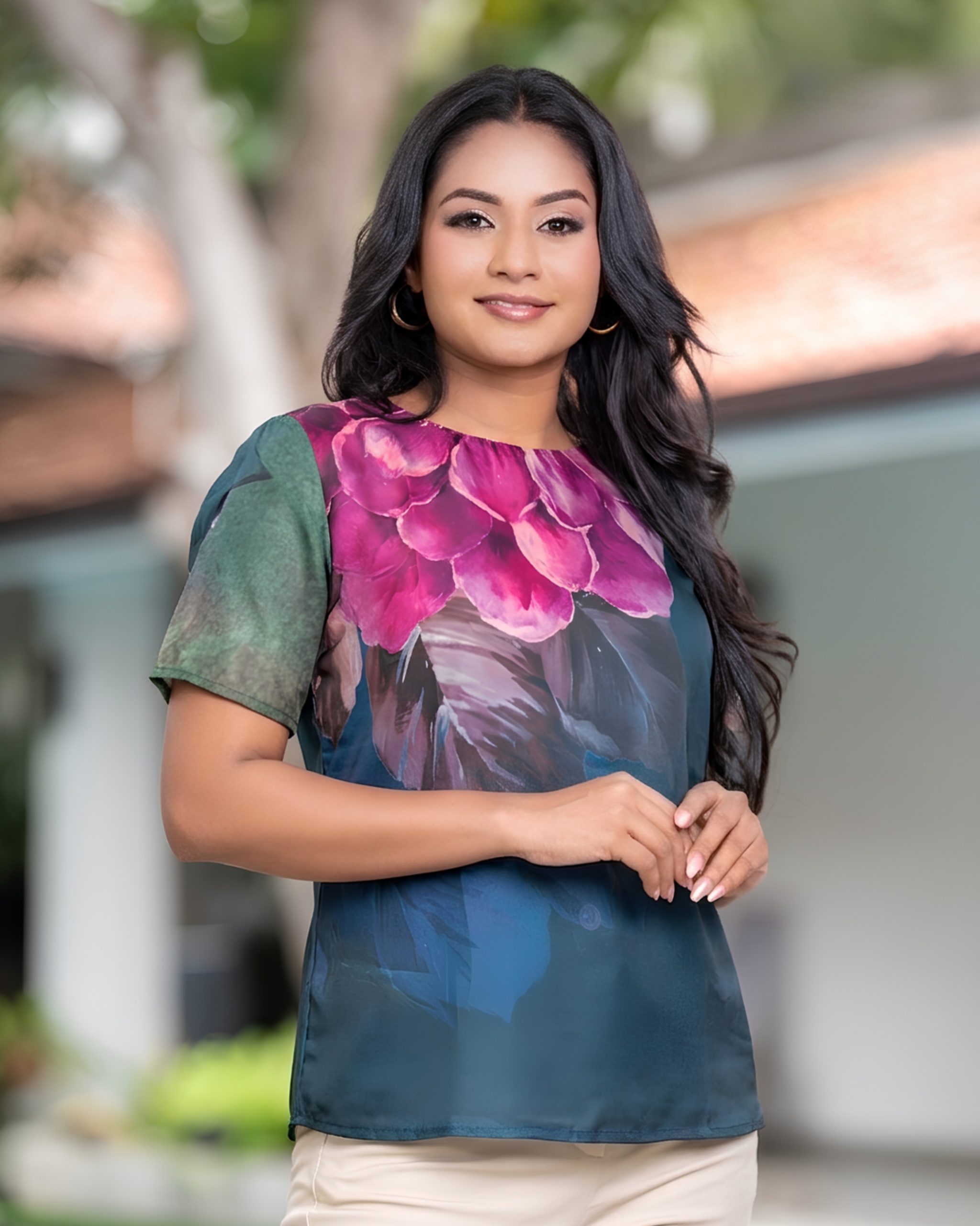 Floral Printed Short Sleeve Blouse