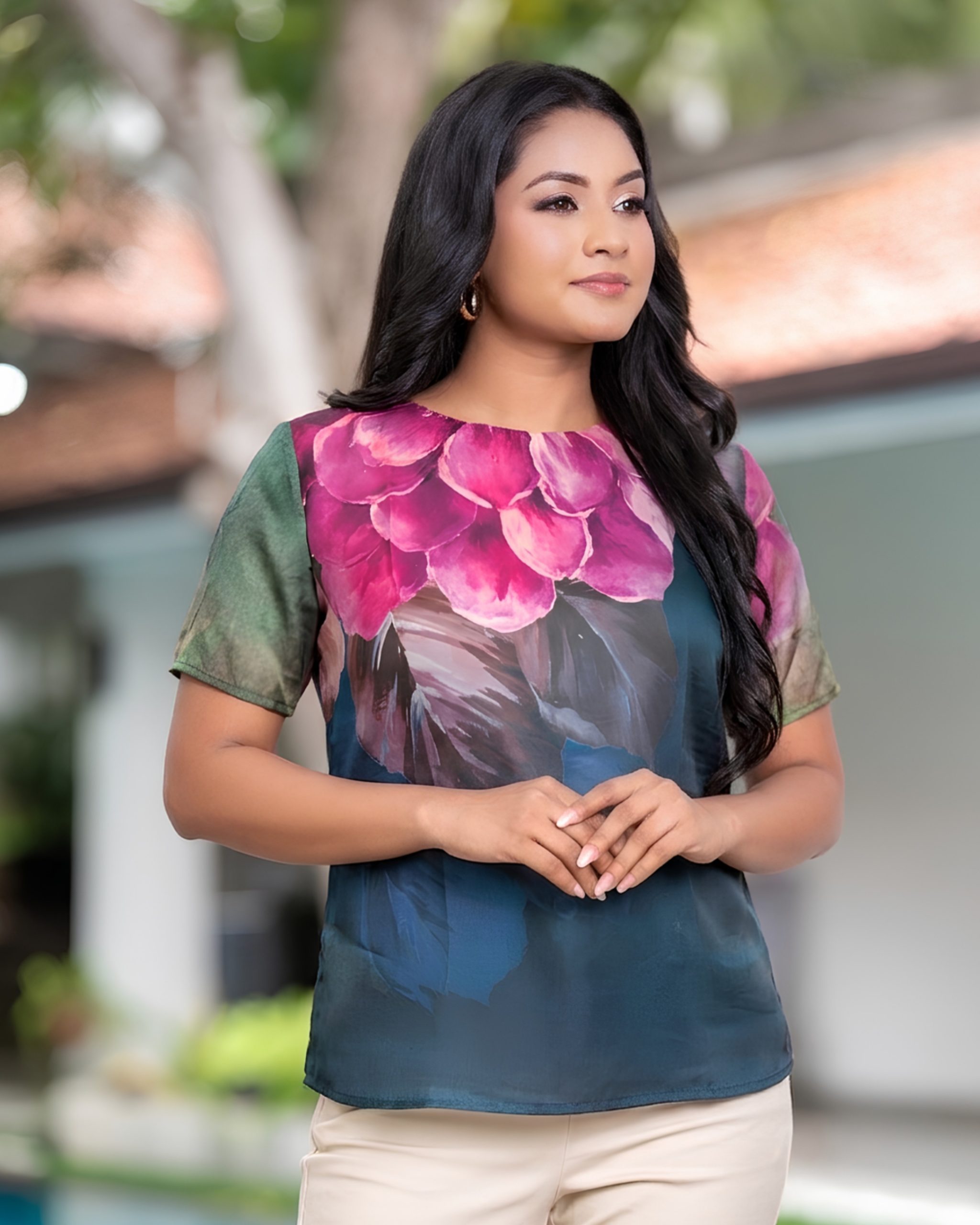 Floral Printed Short Sleeve Blouse - Image 3