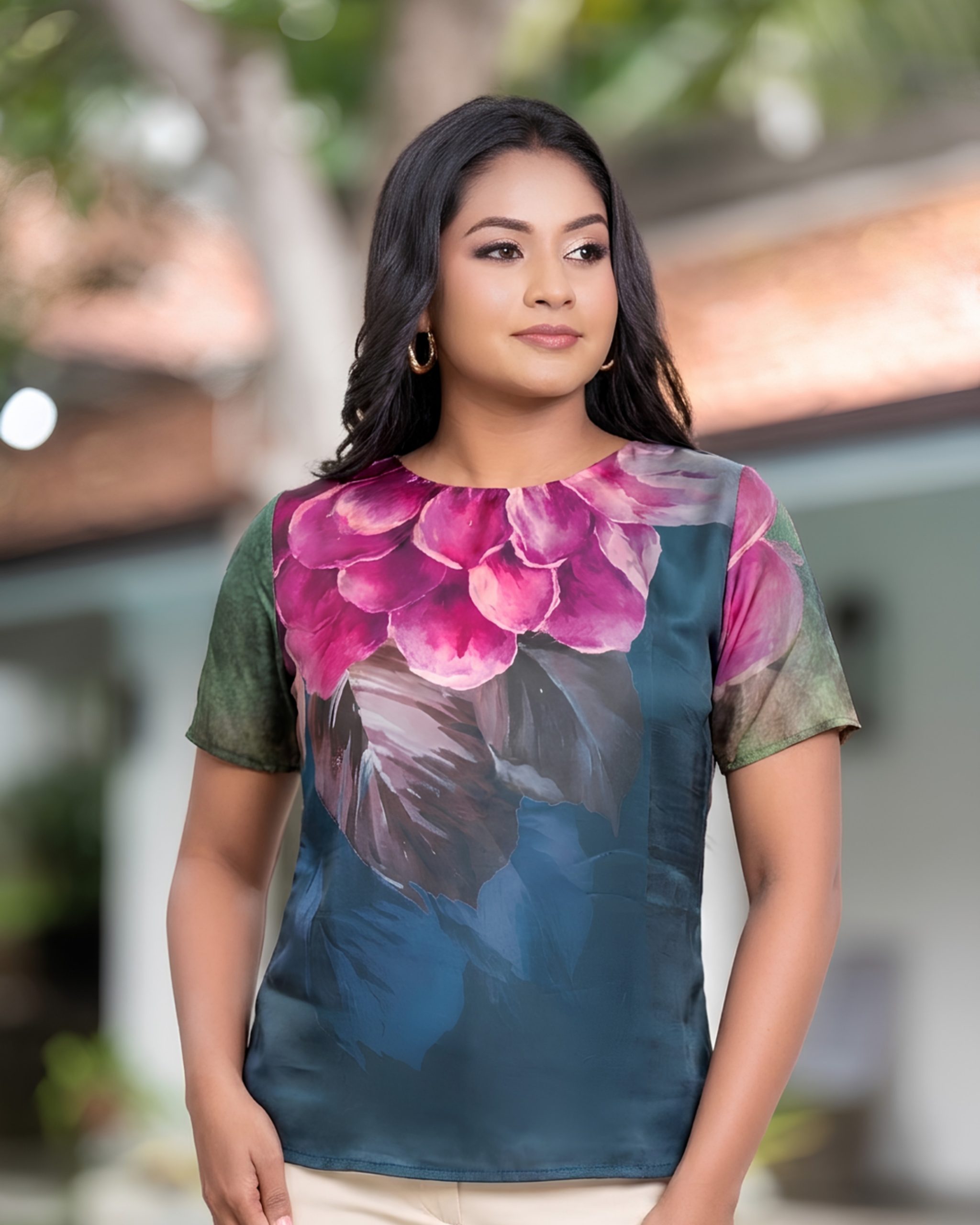 Floral Printed Short Sleeve Blouse - Image 4