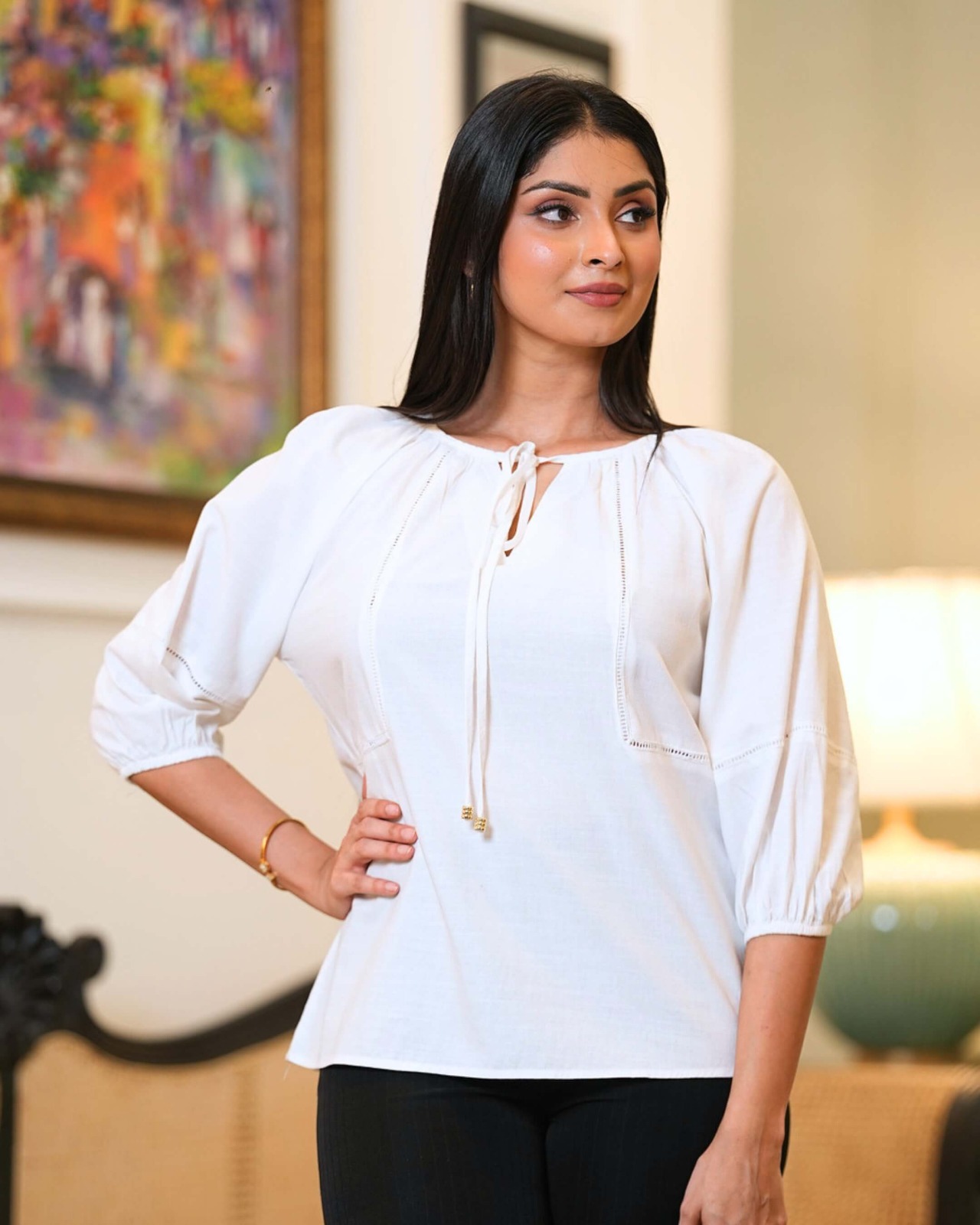 Ladder Lace Detailed Blouse
