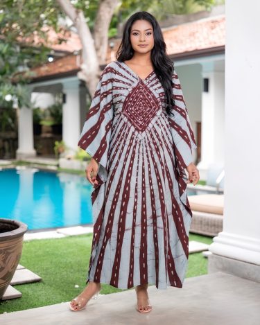 Artisanal Horizon Kaftan Batik Midi Dress
