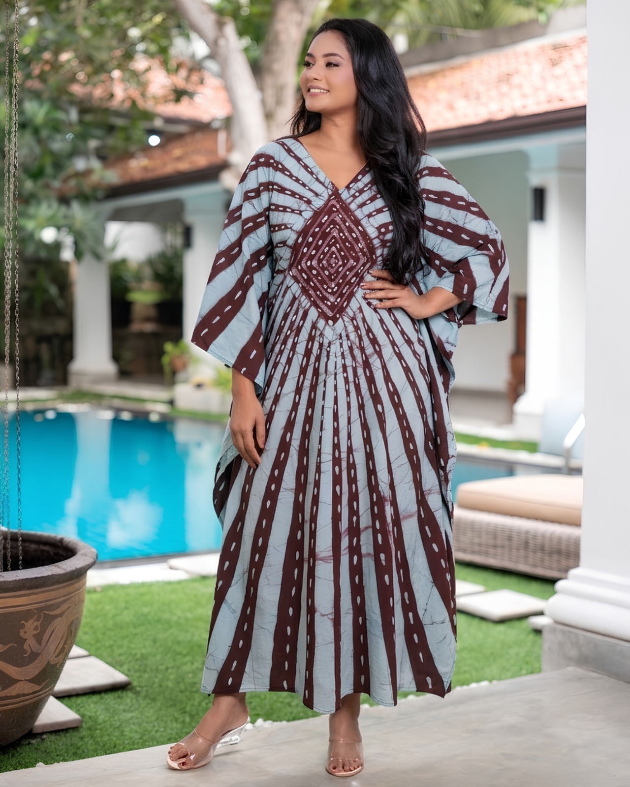 Artisanal Horizon Kaftan Batik Midi Dress - Image 2
