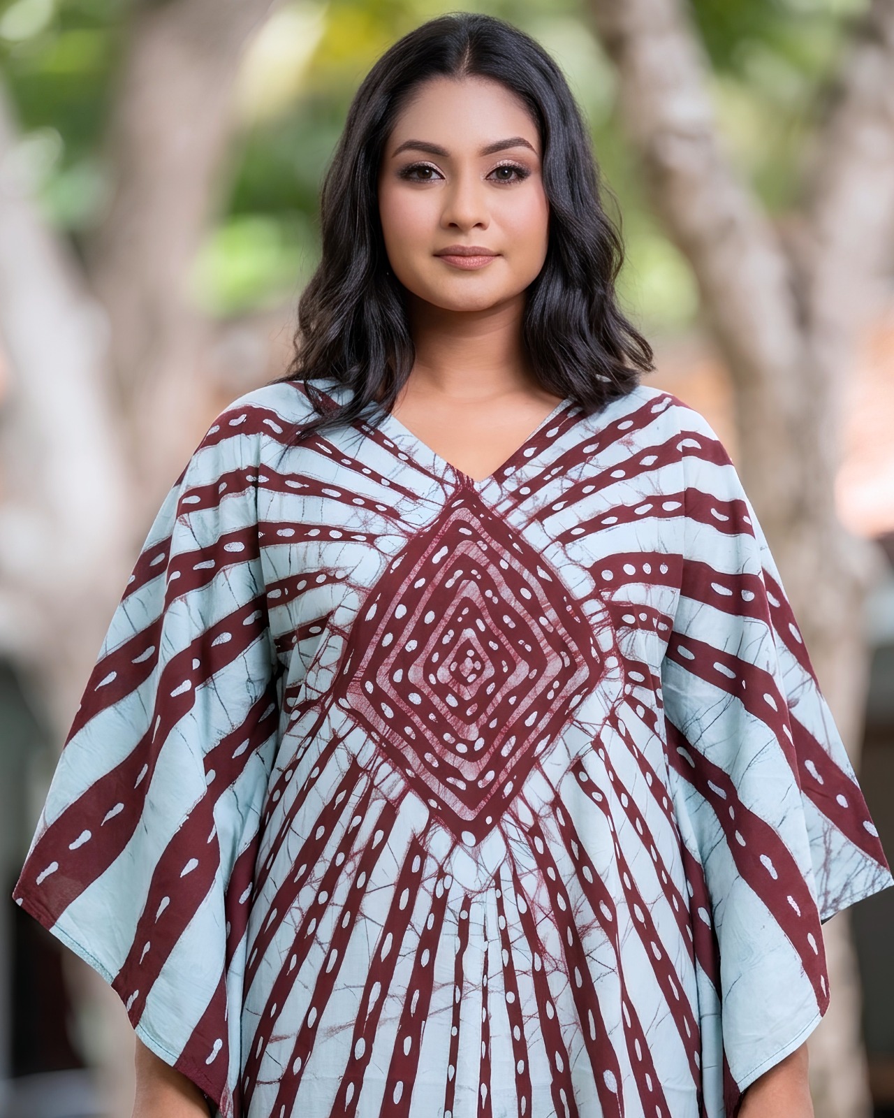 Artisanal Horizon Kaftan Batik Midi Dress - Image 4