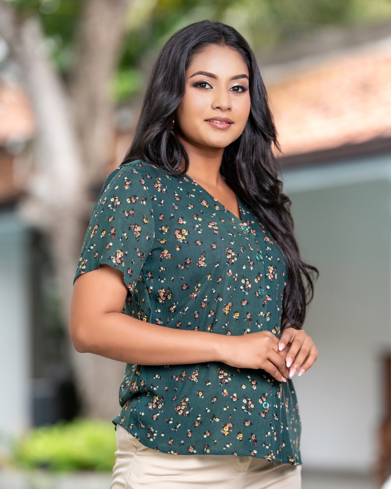 Forest Ditsy Short Sleeve Blouse - Image 3