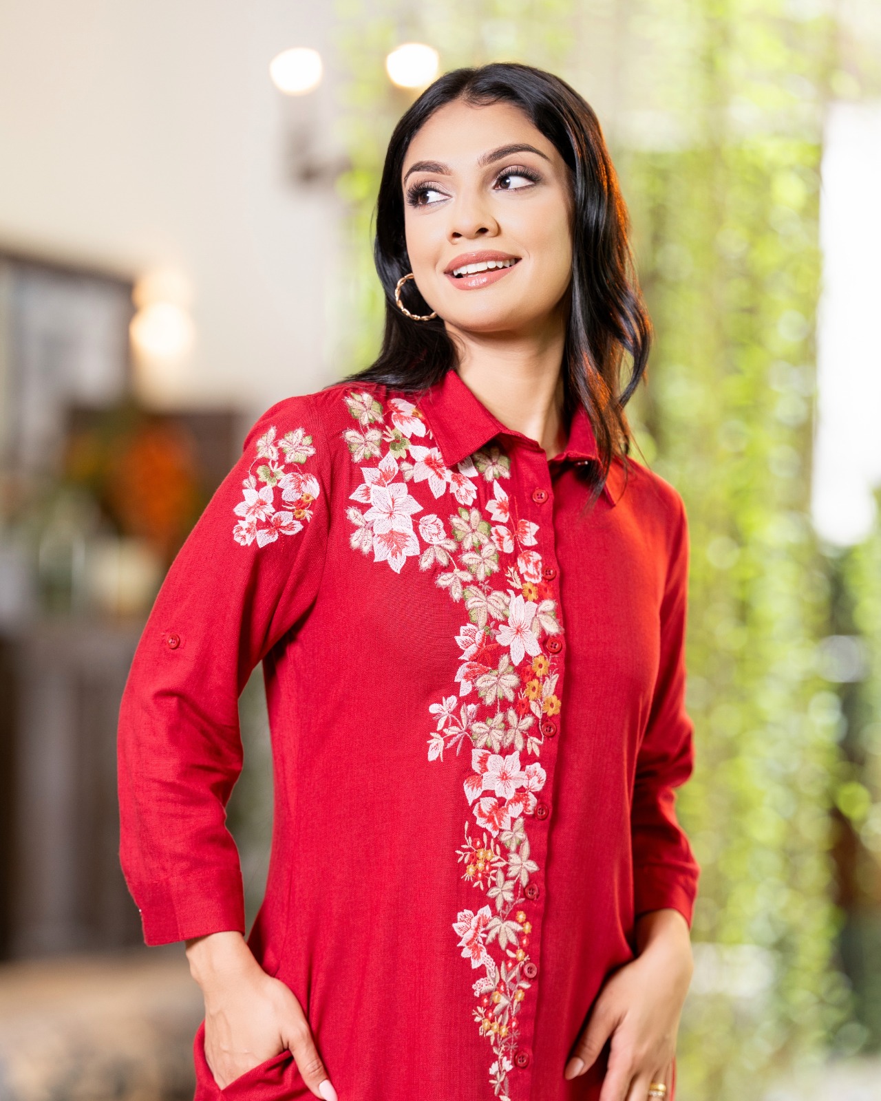 Scarlet Bloom Button-Front Short Dress - Image 3