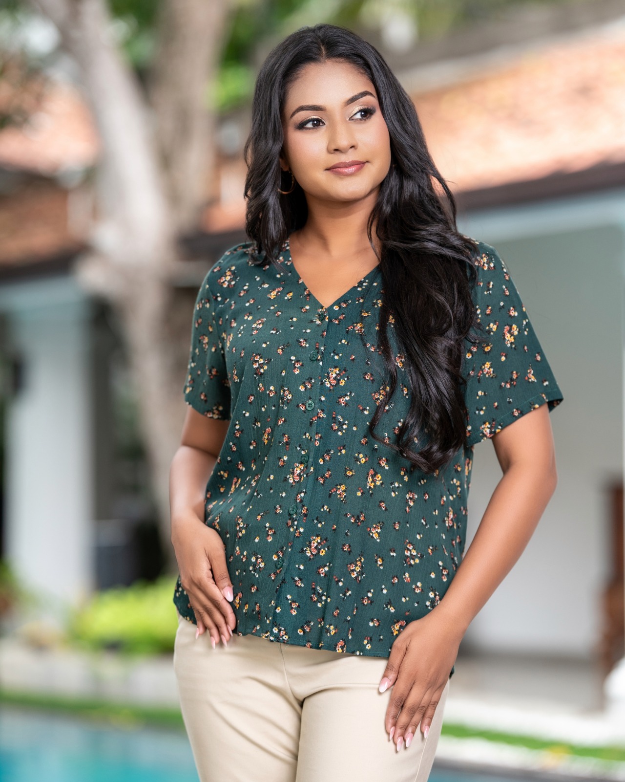 Forest Ditsy Short Sleeve Blouse - Image 2