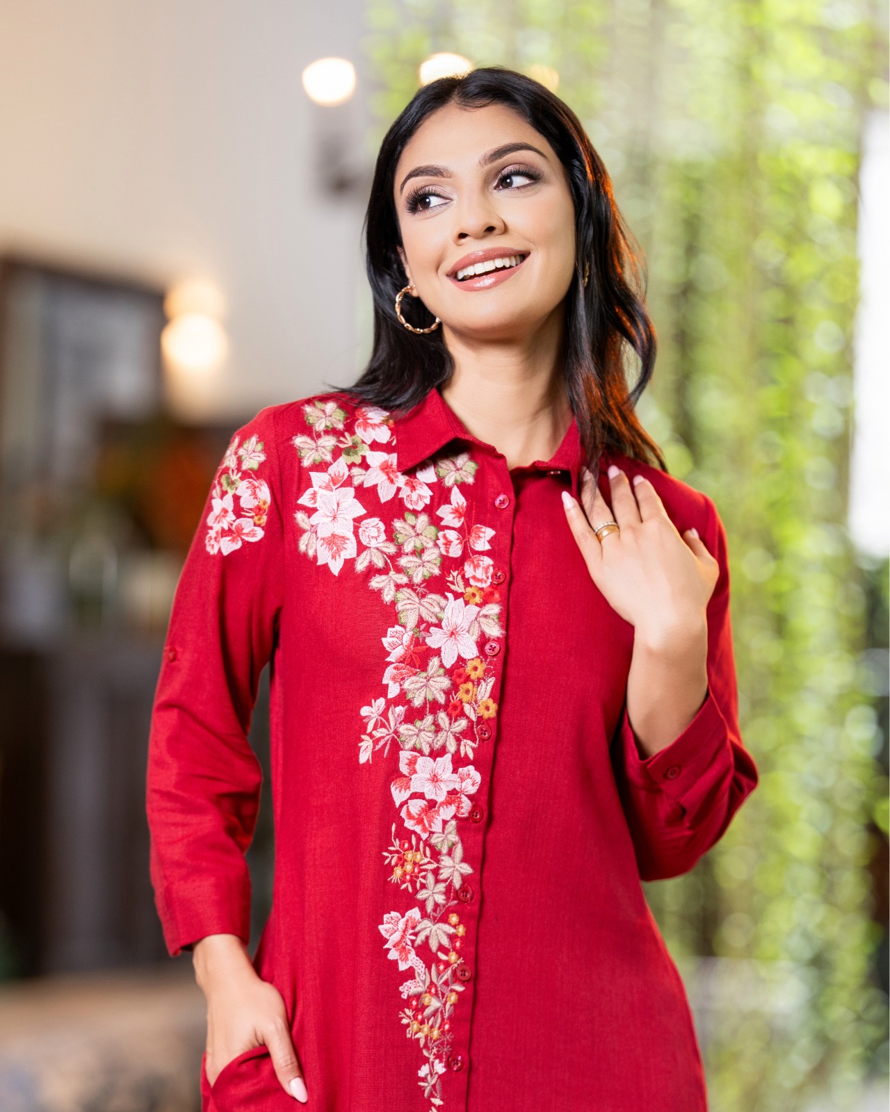 Scarlet Bloom Button-Front Short Dress - Image 2