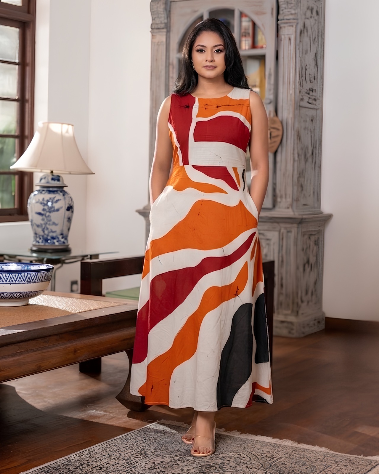 The Sunburst Sleeveless Batik Maxi Dress - Image 2