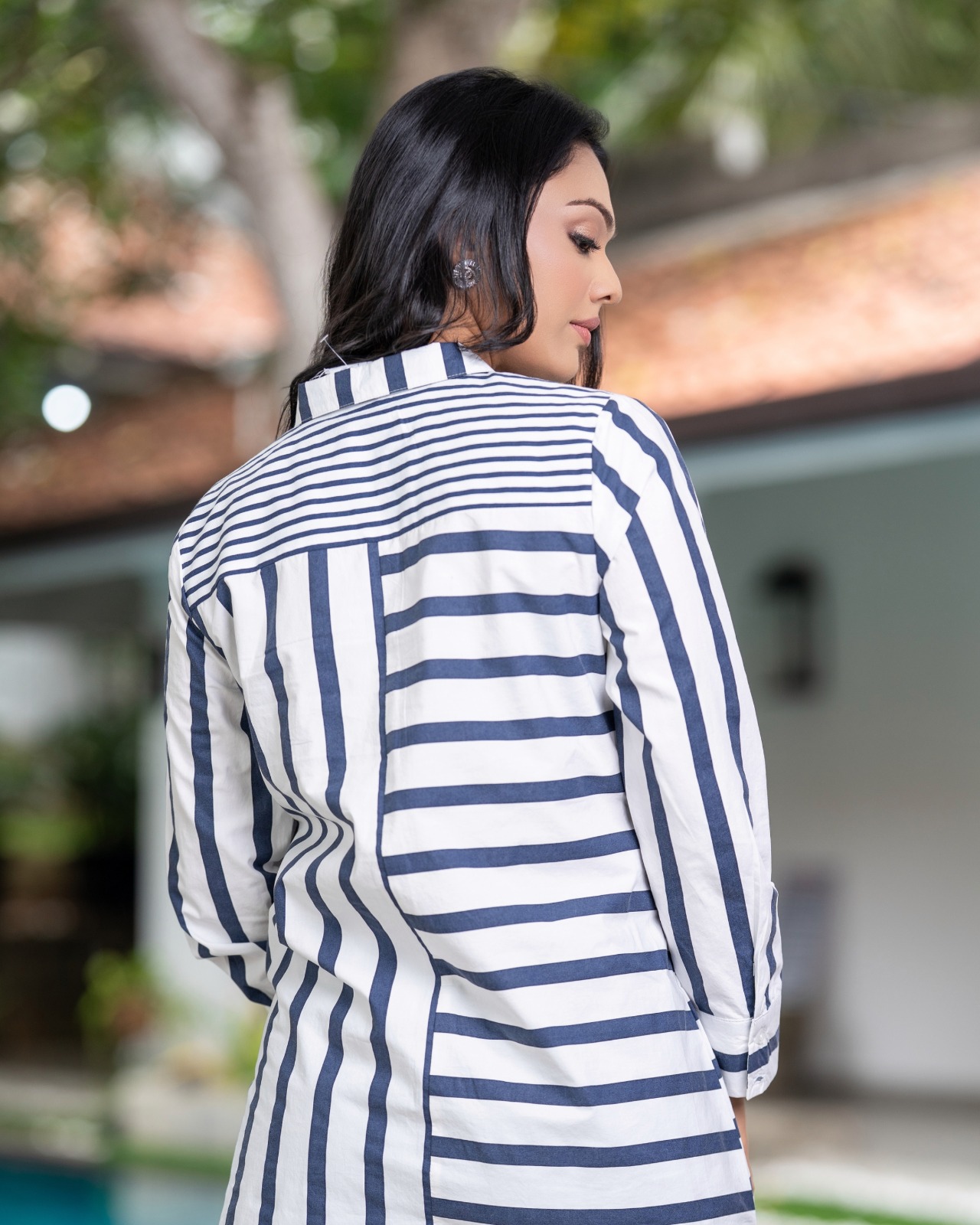 Stripe Detailed Button Down Long Sleeve Shirt Blouse - Image 5