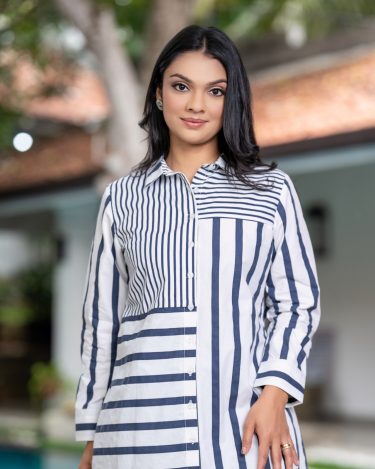 Stripe Detailed Button Down Long Sleeve Shirt Blouse