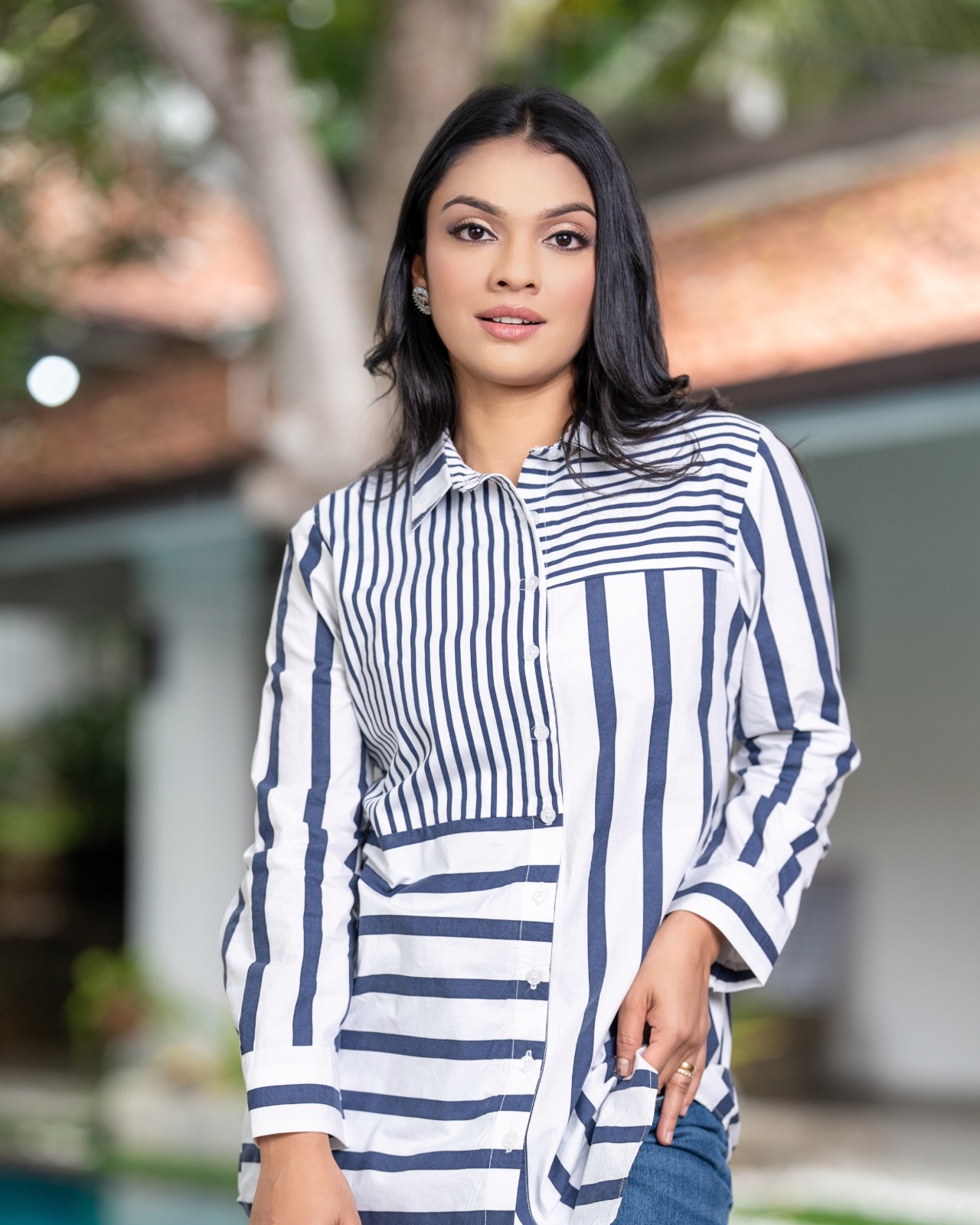 Stripe Detailed Button Down Long Sleeve Shirt Blouse - Image 2