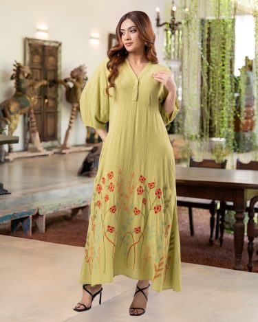 Enchanted Garden Embroidered Flared Maxi Dress