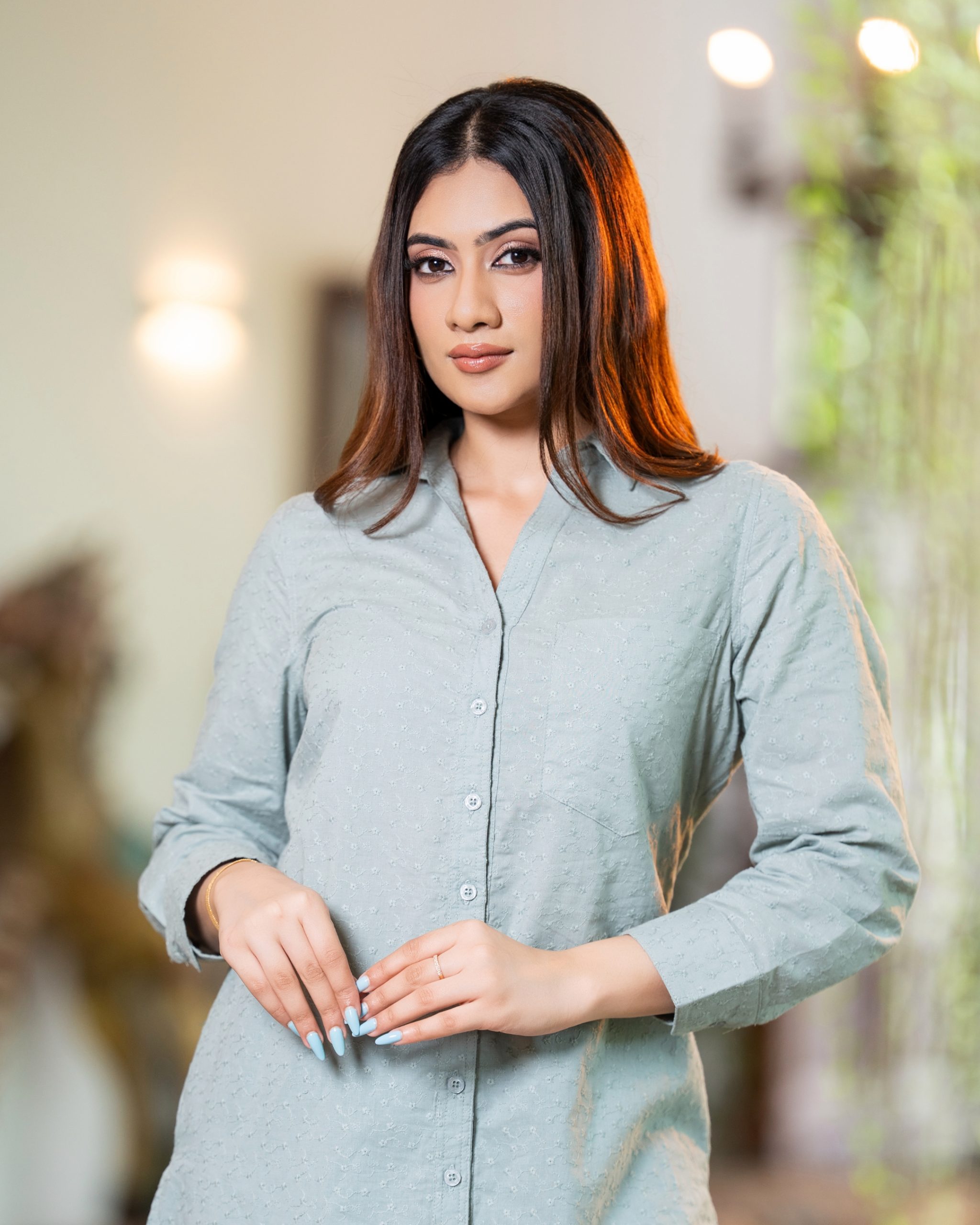 Classic Curved Button Down Tunic Kurta Top - Image 6