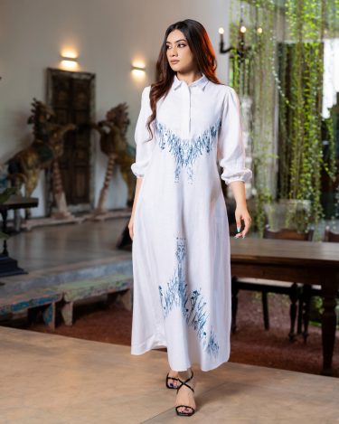 Boho Chic Botanical Embroidered Maxi Dress