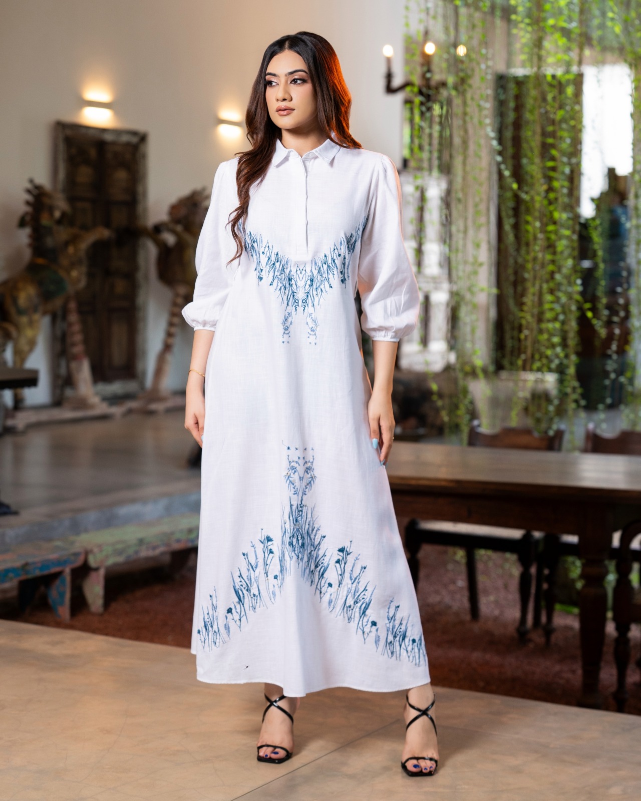 Boho Chic Botanical Embroidered Maxi Dress - Image 2